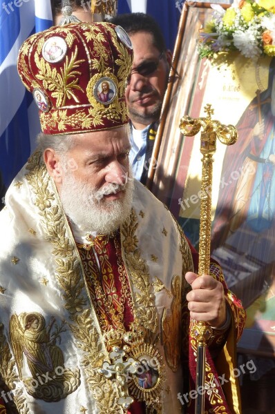 Pope Procession Greece Mykonos Orthodox