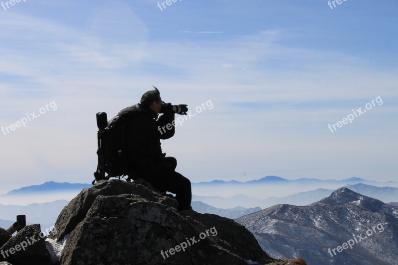 Photographer Photographers Man Snow Mountain