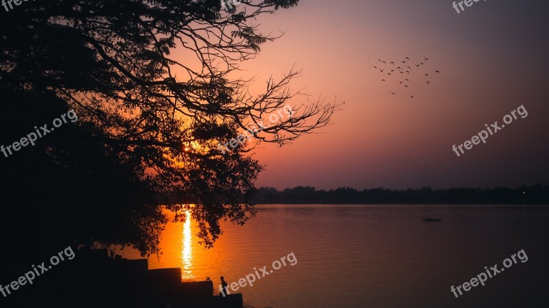 Kolkata Sunset Riverbank Landcaspe Sky