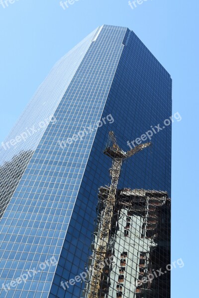 Skyscraper Baukran Mirroring New York New York City