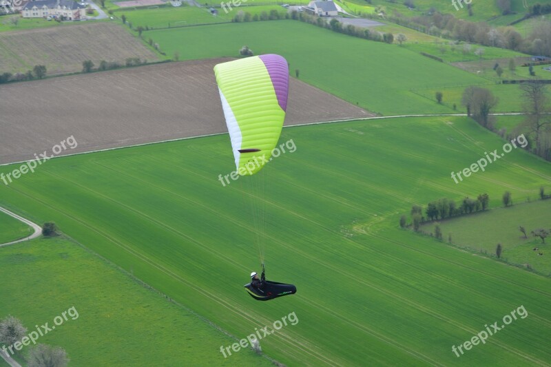 Paragliding Paraglider Fifth Wheel Wing Color Green Purple Lawn