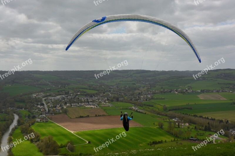 Paragliding Panoramic Views Paraglider Ready To Take Off Free Flight Sky