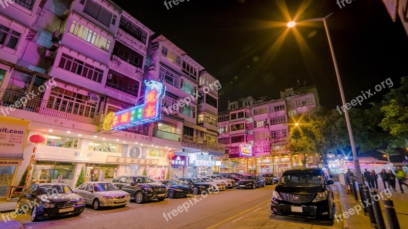 Illuminated Street Traffic Road Tourism