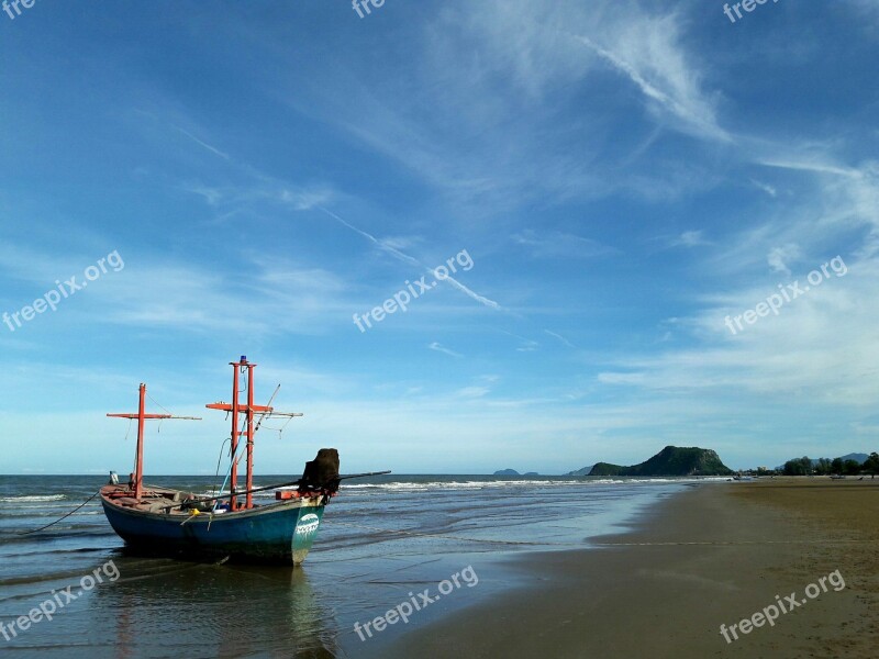 Beach Pak Nam Pran Ship Summer Thailand