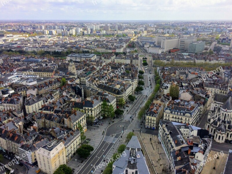 Cityscape City Nantes Skyline Travel