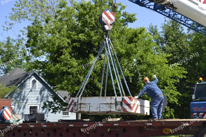 Crane Construction Lift Worker Hoisted