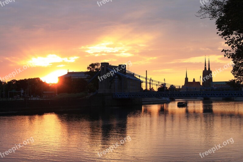 Sunset Monolithic Part Of The Waters The Wave Is Reflected The Dawn Family River