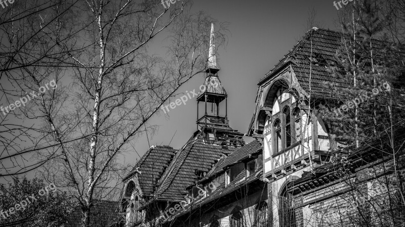 Old Building Tower Black And White Photography Ruin