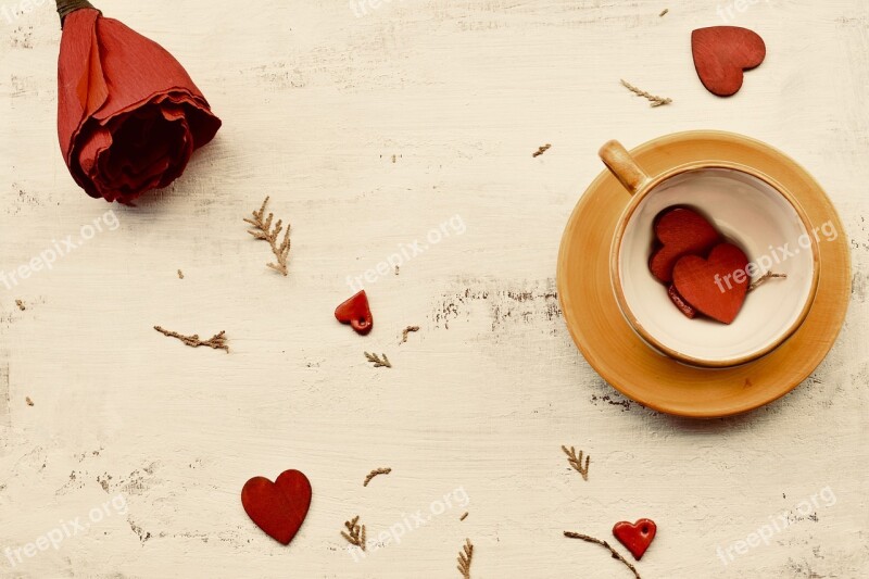 Desktop Background Coffee Table Romance Love Hearts