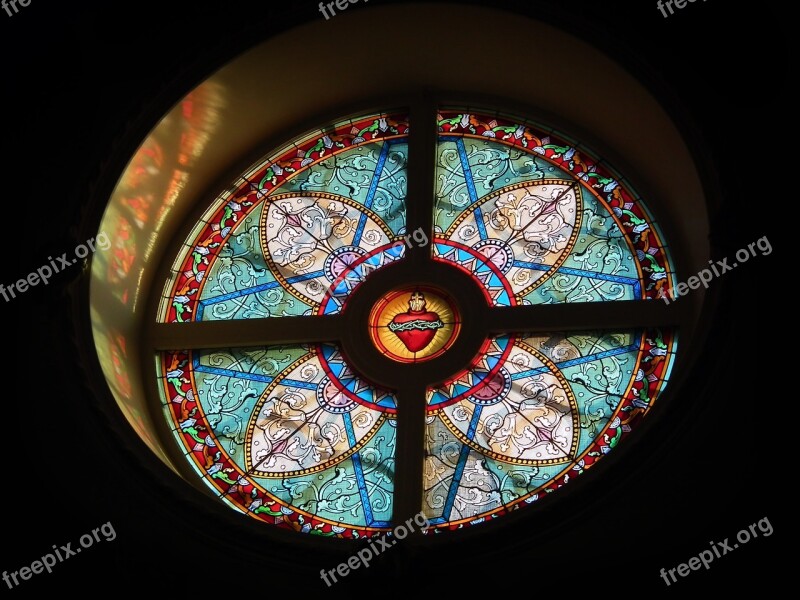 Stained Glass Religion Glass Items Light Round