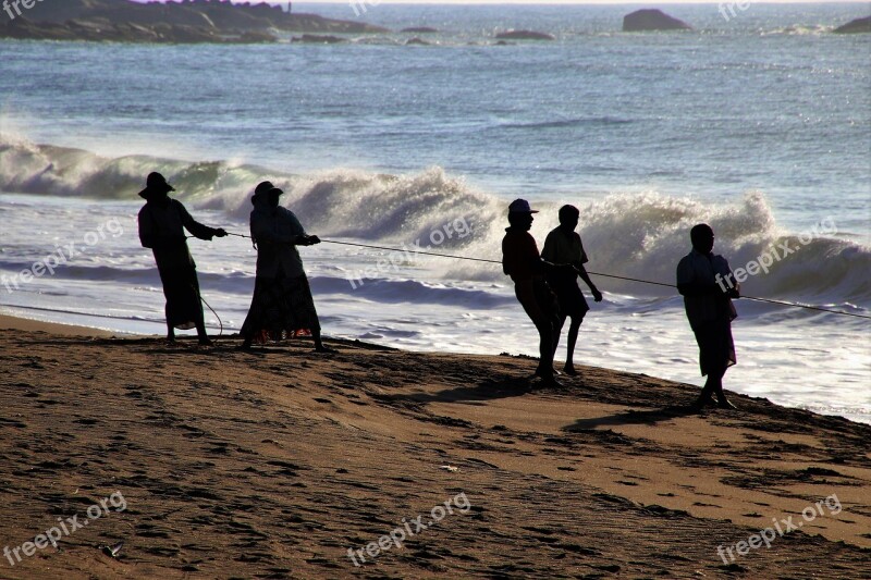 Ocean The Fishermen Characters Beach Wave