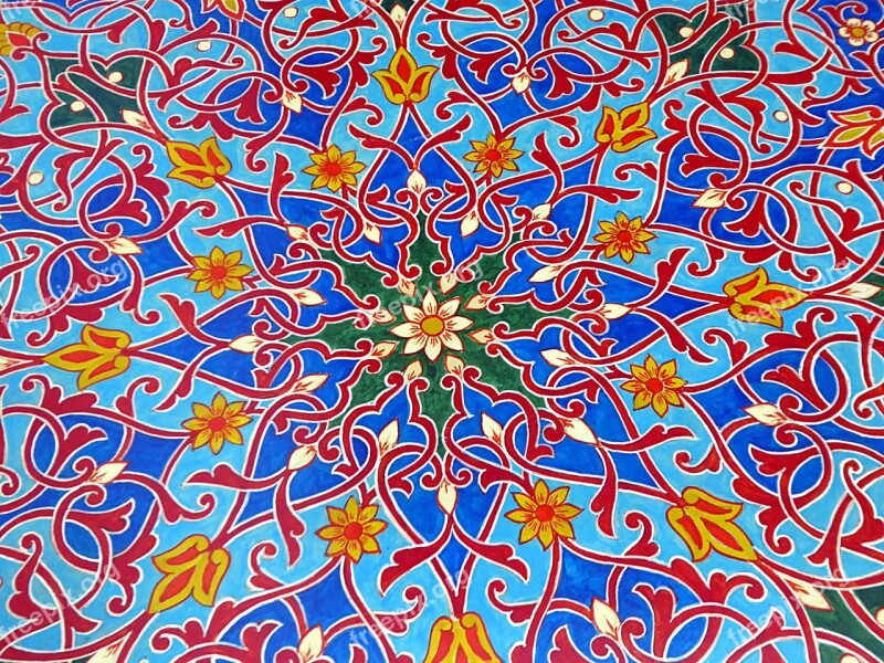 Mosaic Blue Flower Uzbekistan Art