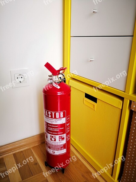 House Wood Indoors Fire Protection Fire Extinguisher