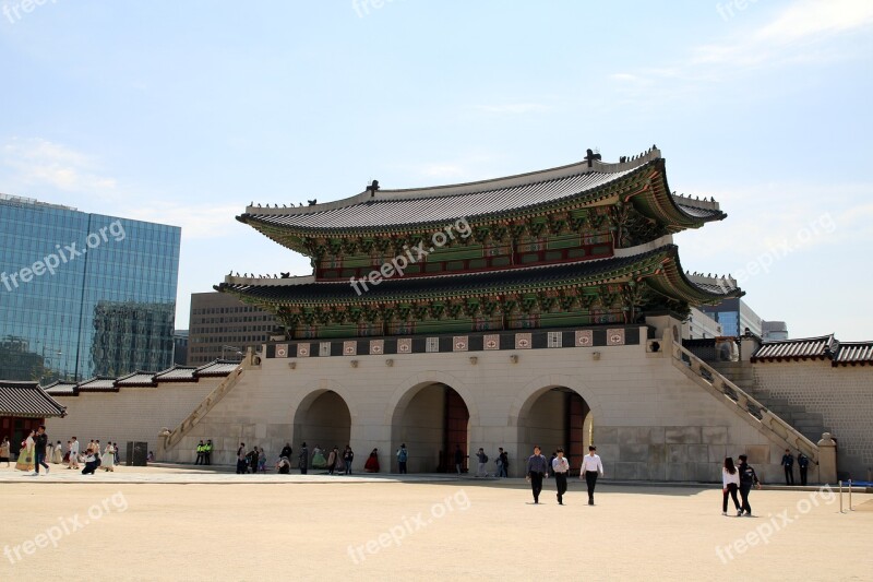 Seoul Republic Of Korea Forbidden City Gyeongbok Palace Traditional