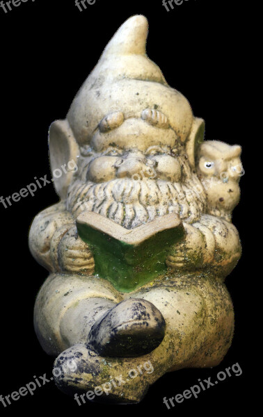 Dwarf Garden Gnome Read Figure Ceramic