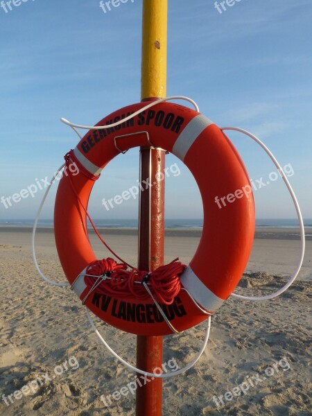 Lifebelt Langeoog North Sea Island Of Savior Dew