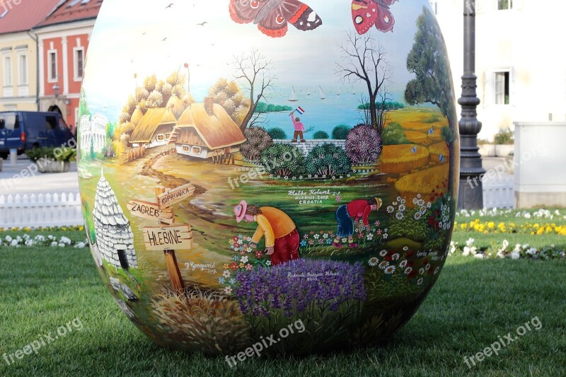 Easter Egg Croatian Naive Art Traditional Decoration Outdoors