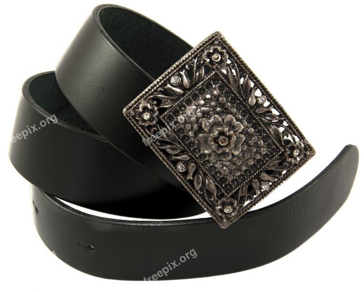 Waist Belt For Women Leather Strap Buckle Metal Bearing Clip Leather Black