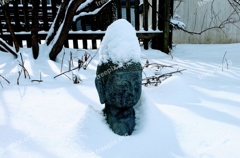 Snow Buddha Winter Cold Zen