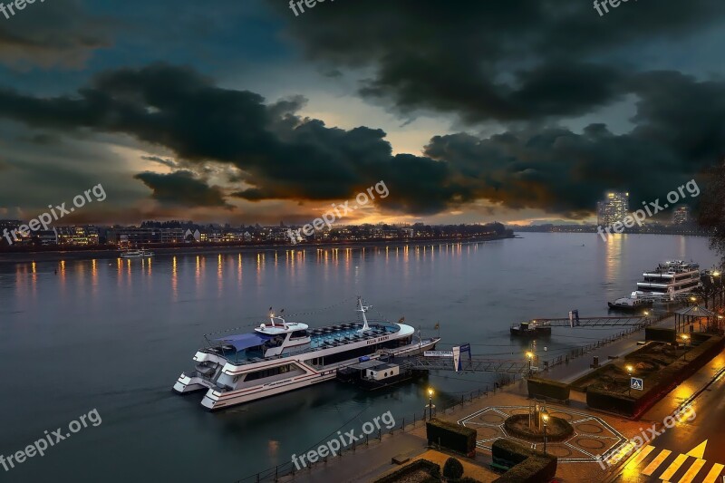 Bonn Rhine Dusk Pier Free Photos