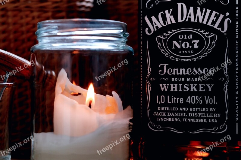 Candle Glass Drink Whiskey Alcohol