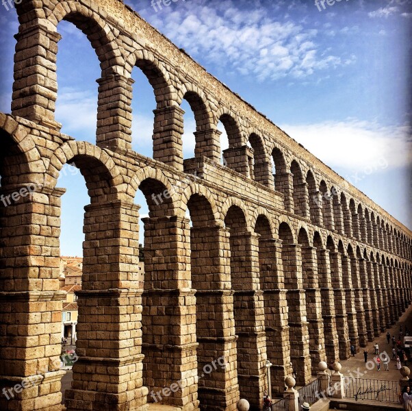 Spain Castile Segovia Roman Aqueduct Roman Art