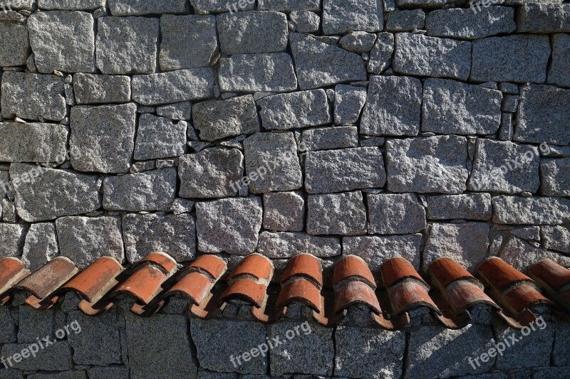 Roof Roofing Tiles Stone Stone Wall Background