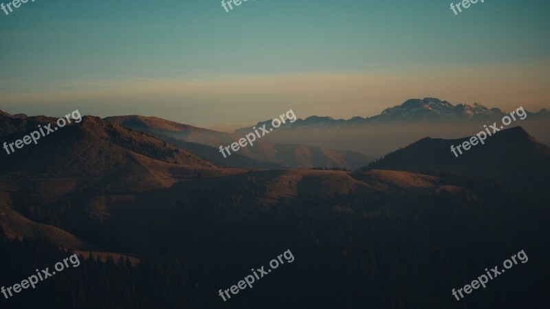 Mountain Landscape Panoramic Sunset Nature