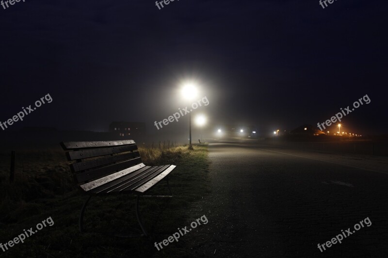 Fog Dusk Lantern Road Evening