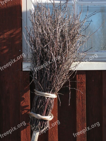 Broom Window Red Ocher Nature Branches