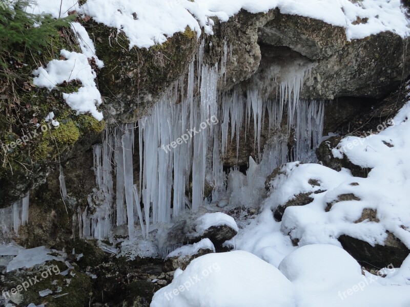 Icicle Ice Winter Waterfall Frozen