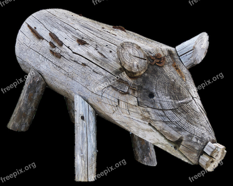 Pig Boar Holzfigur Figure Wood