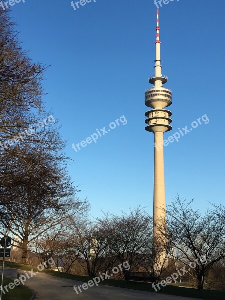 Sky Architecture Tower The Olympic Tower In Munich Spring