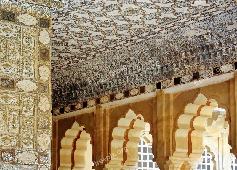 India Rajastan Amber Architecture Ceiling