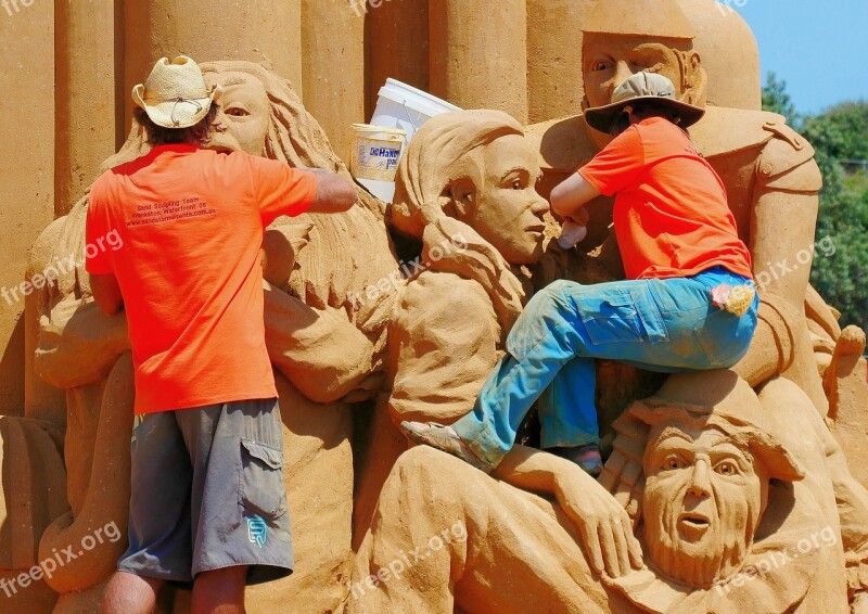 People Men Sand Sand Sculpture Sculpture