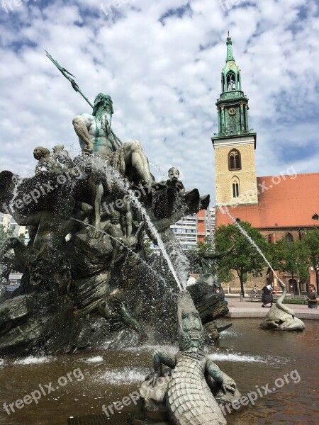 Berlin Fountain Poseidon Historic Germany