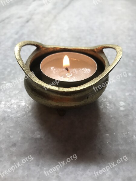 Brass Candle Flame Light Gold