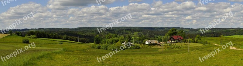 Panoramic Nature Landscape Panorama Lawn