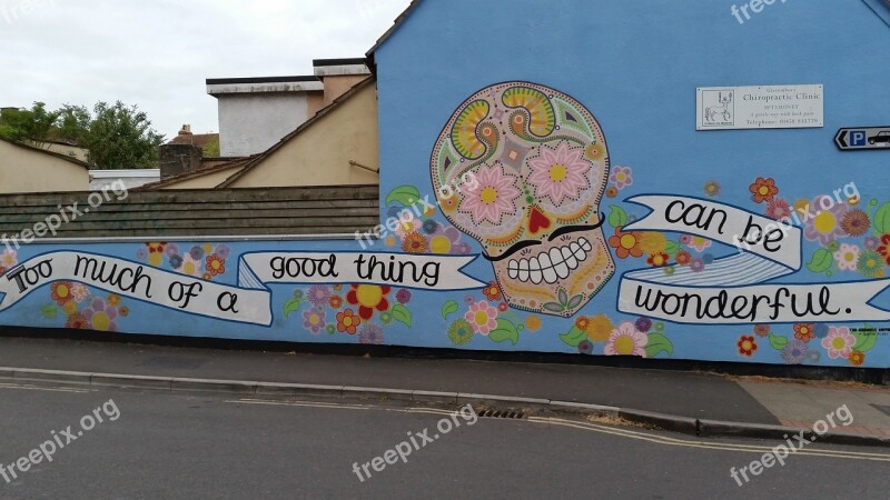 Street Art Glastonbury Affirmation Flower Power Skull