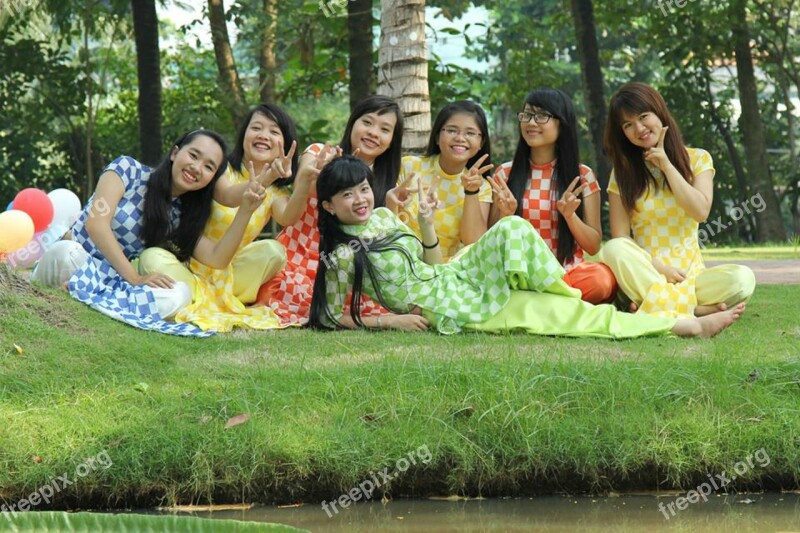 Ao Dai Dress Student Women Lovely Portrait