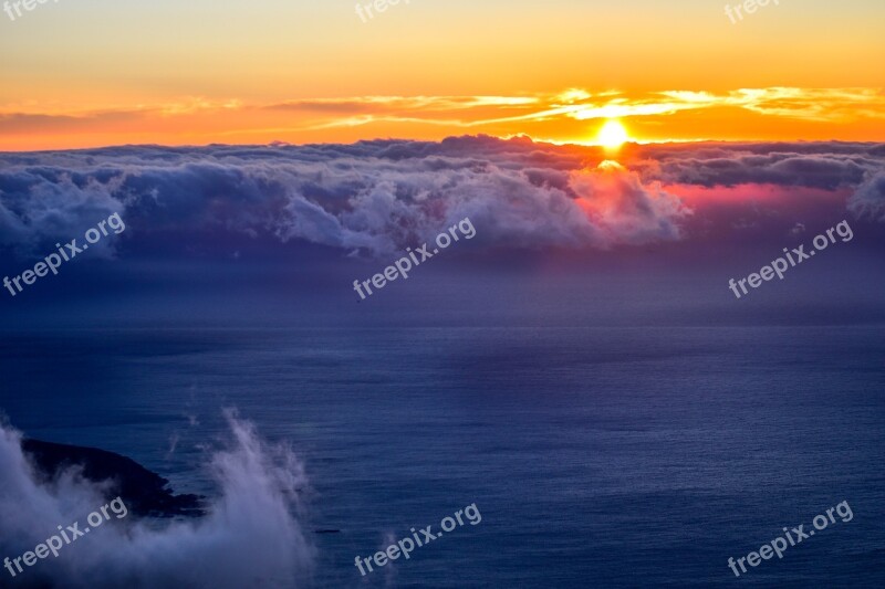 Sunset Nature Dusk Sea Table Mountain