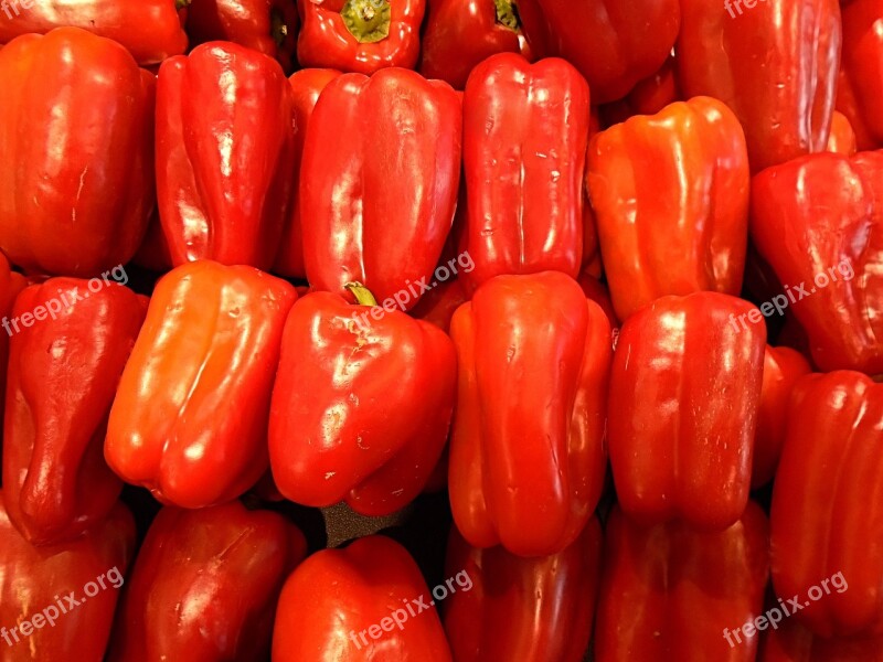 Red Pepper Food Vegetable Market Healthy