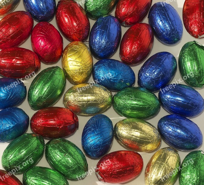 Easter Theme Colorful Eggs Chocolate Candy Shiny