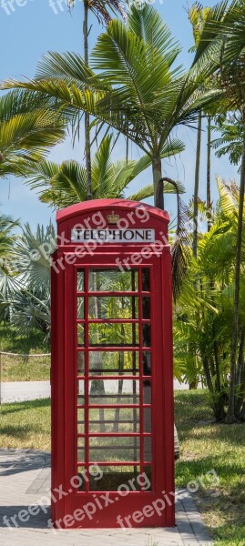 English Phone Booth Tropical Palm Trees Outdoors Architecture