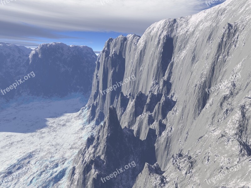 Rock Wall Snow Nature Mountain Ice