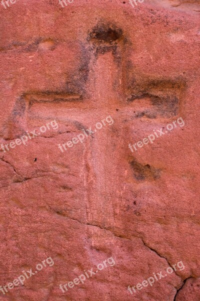 Religion Red Stone Cross Free Photos