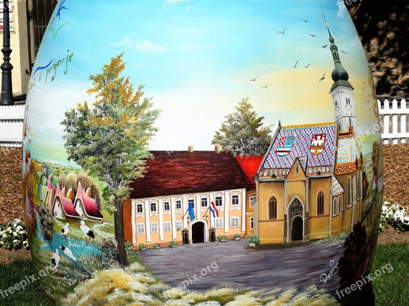 Easter Egg Croatian Naive Art Traditional Decoration Outdoors