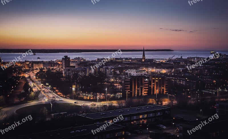 Helsingborg Helsingør City Panoramic Cityscape