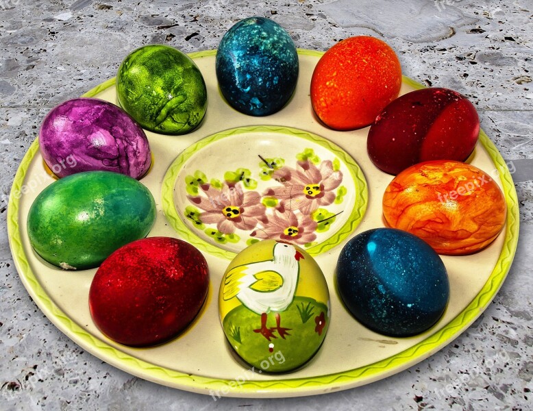 Easter Plate Easter Decoration Easter Eggs Egg Colorful Eggs