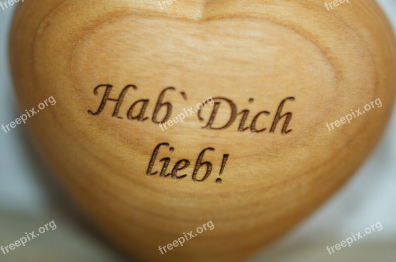 Wood Love Miniature Wooden Heart Inscription